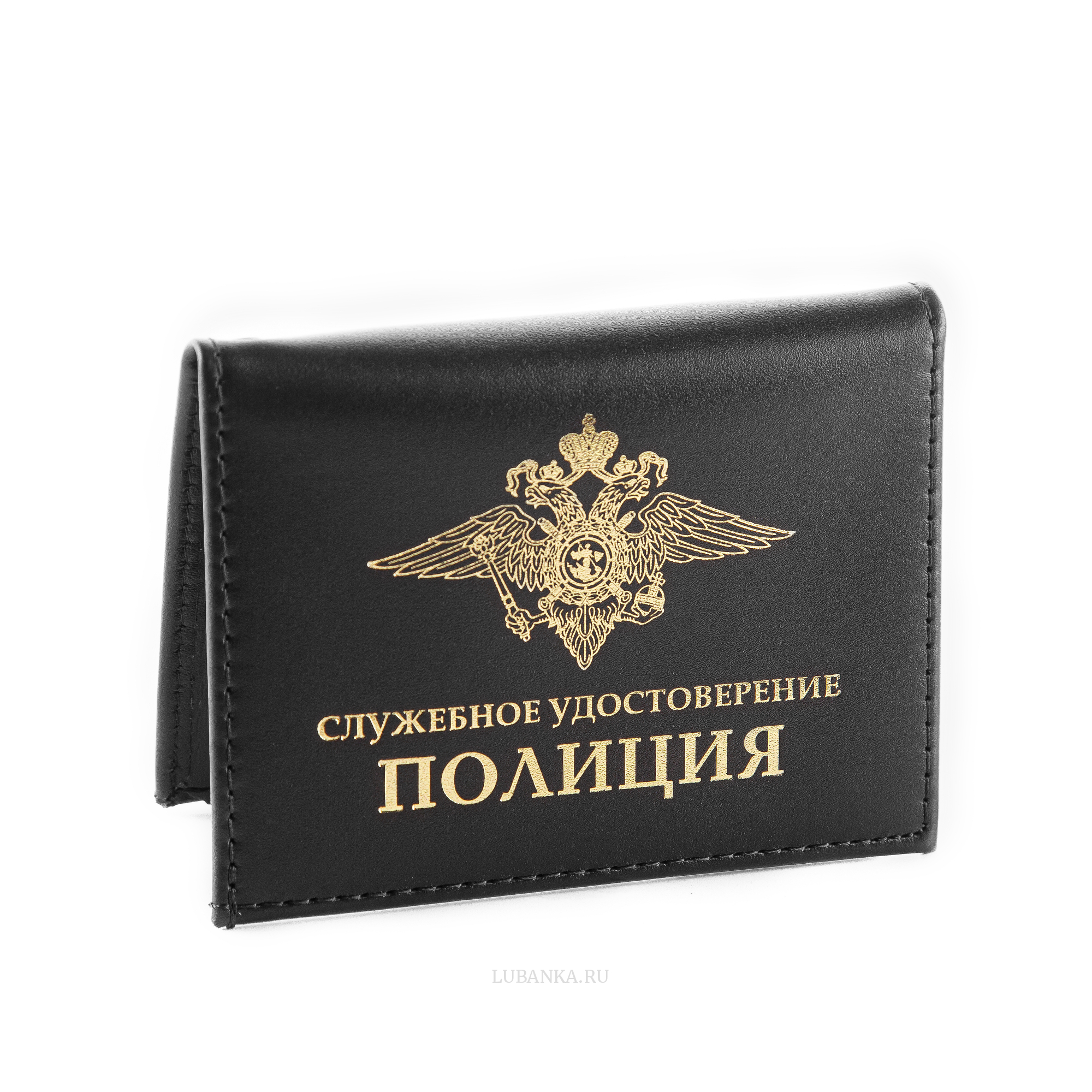 Обложка для удостоверения Полиция с жетоном черная