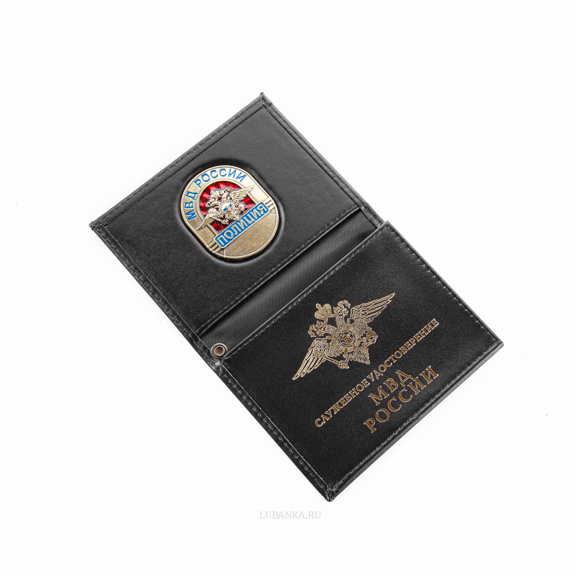 Обложка для удостоверения Полиция с жетоном черная